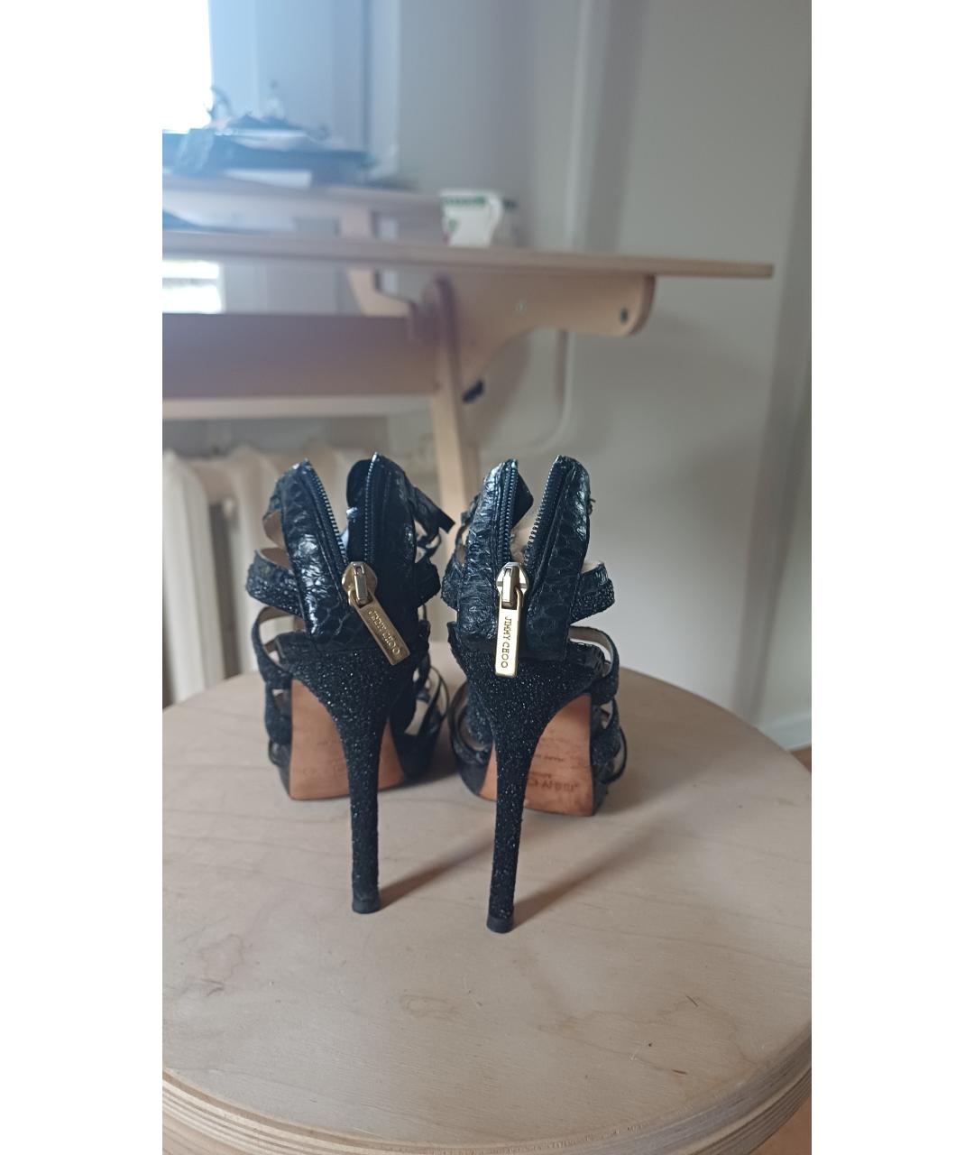 JIMMY CHOO Черные кожаные босоножки, фото 5