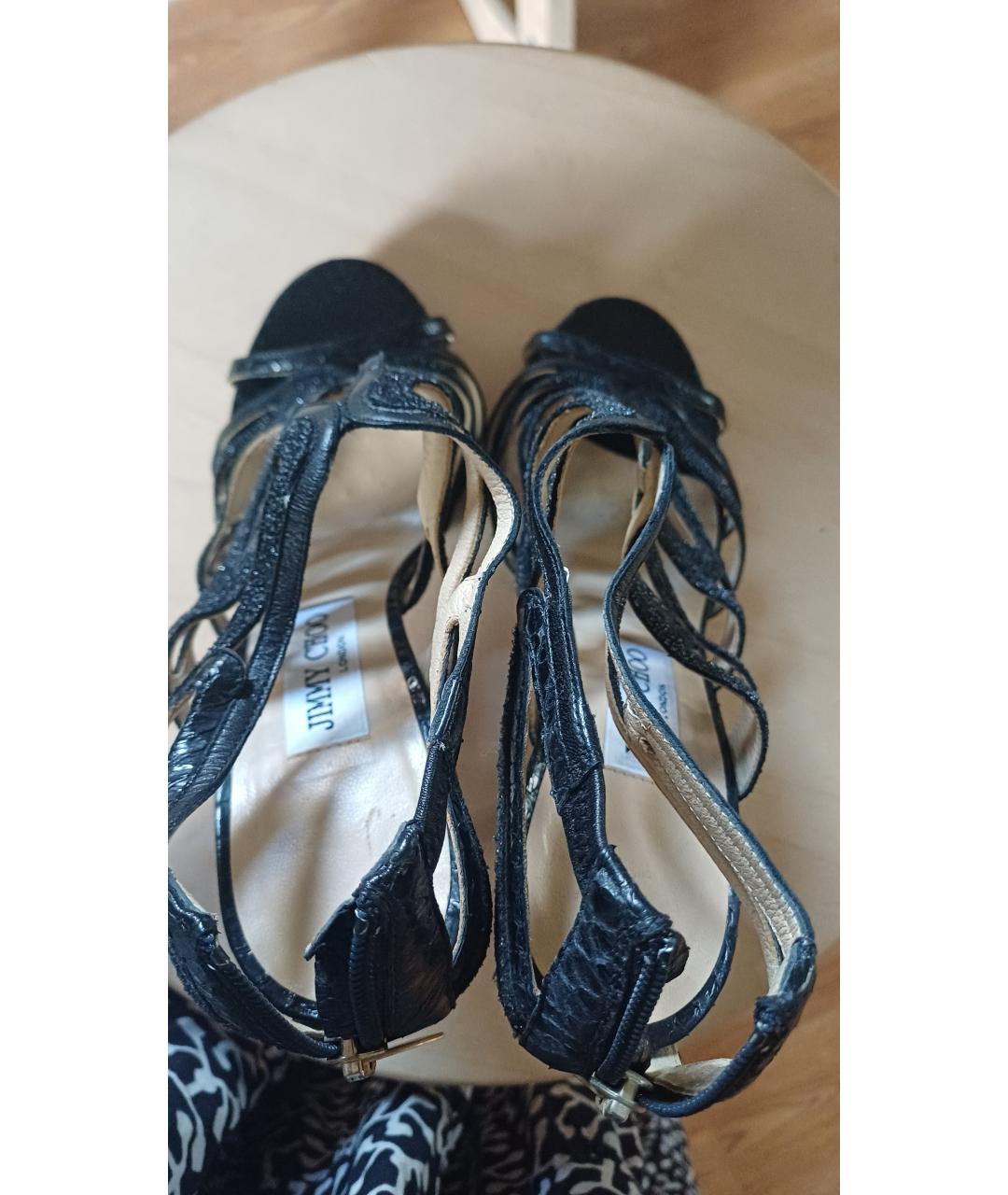 JIMMY CHOO Черные кожаные босоножки, фото 3