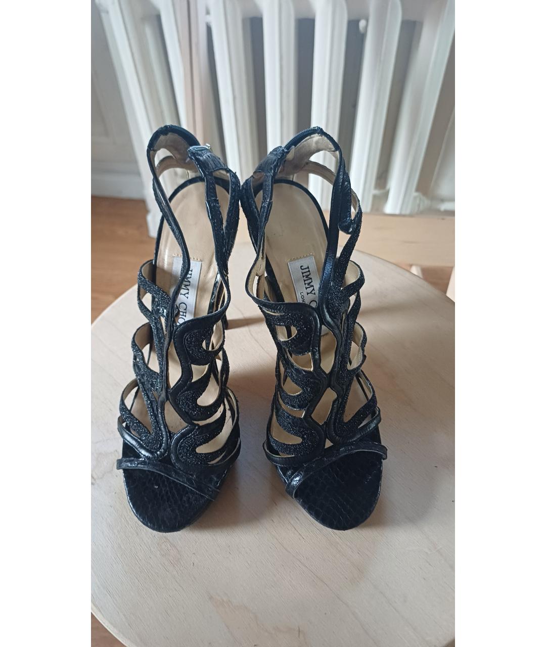 JIMMY CHOO Черные кожаные босоножки, фото 2