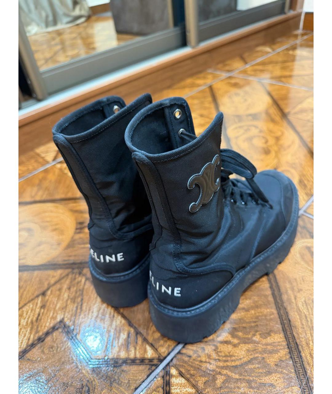 CELINE Черные текстильные ботинки, фото 3