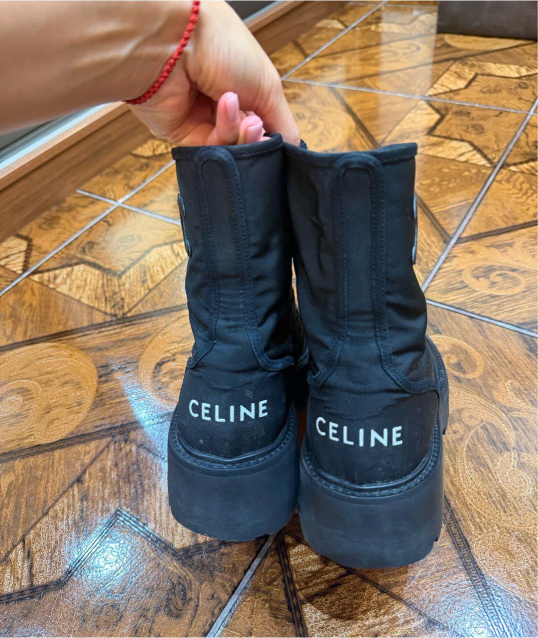 CELINE Черные текстильные ботинки, фото 4