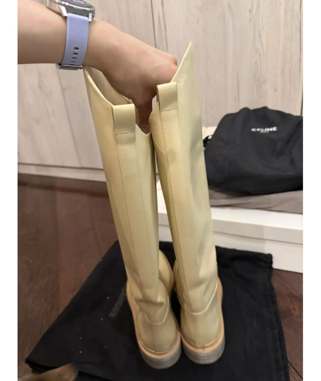 JIL SANDER Бежевые кожаные сапоги, фото 5