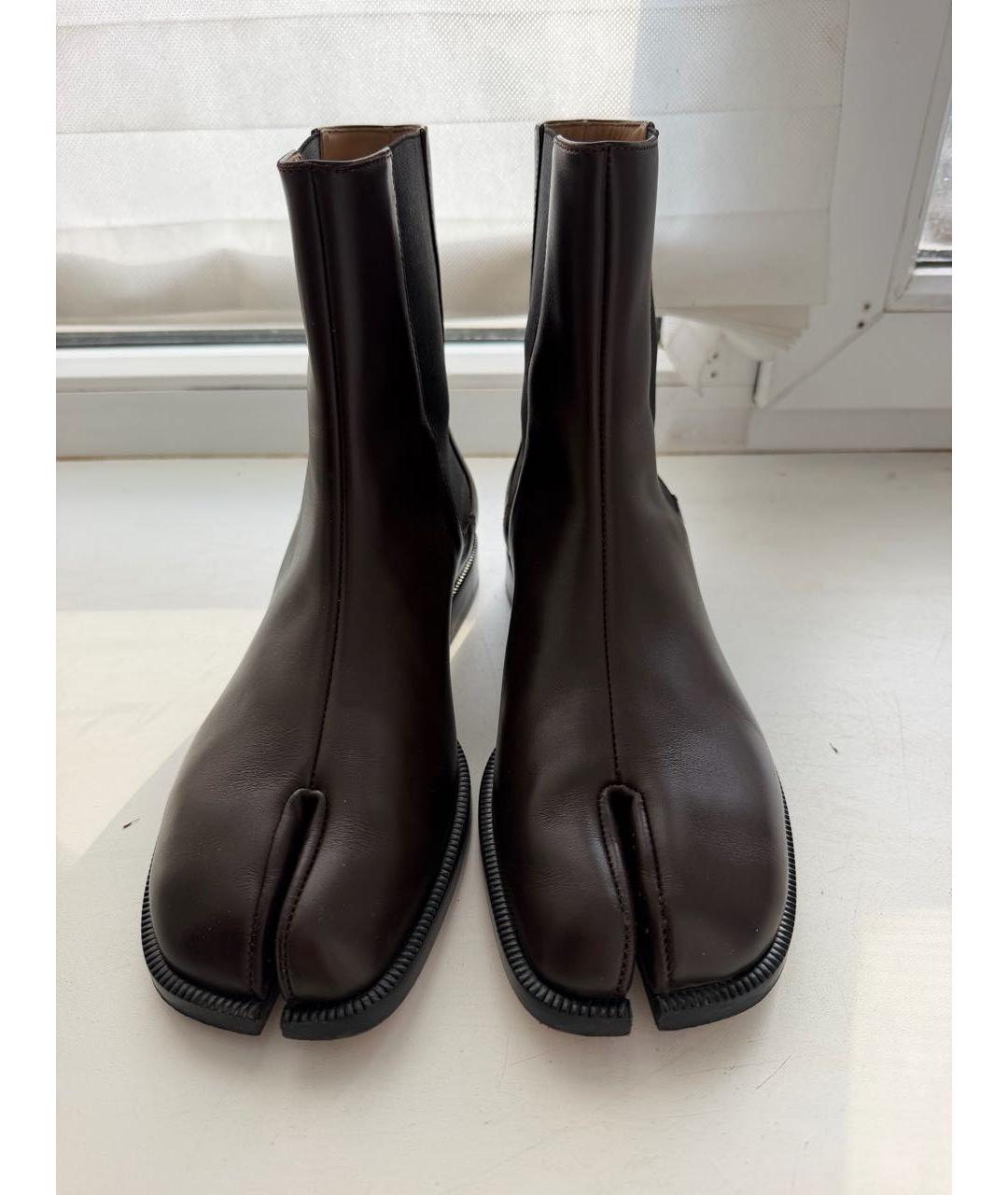 MAISON MARGIELA Коричневые кожаные полусапоги, фото 2