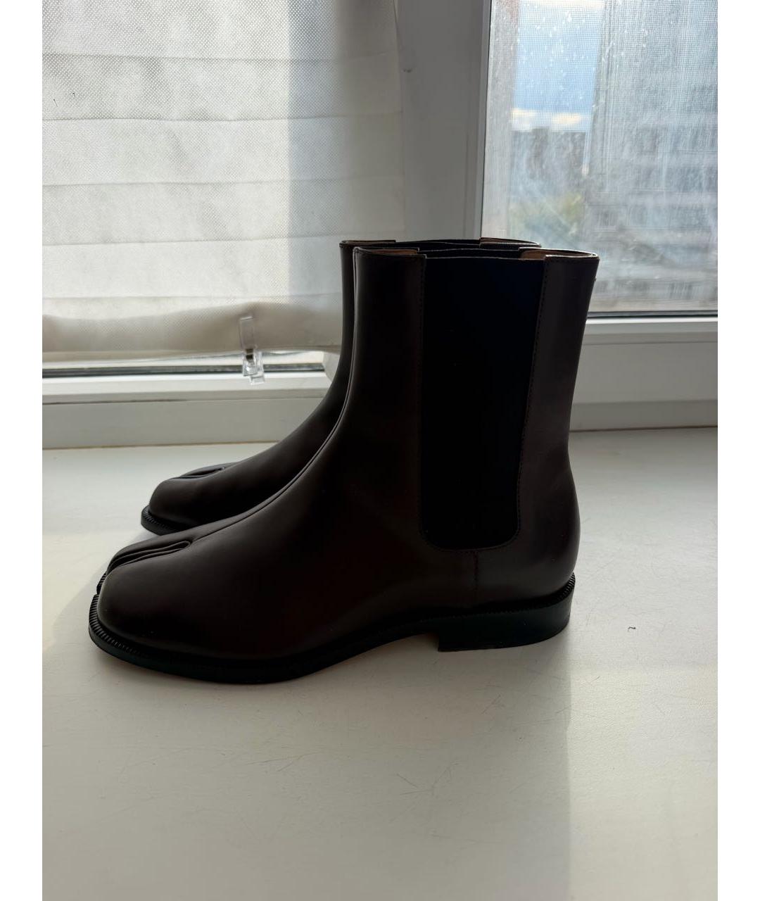 MAISON MARGIELA Коричневые кожаные полусапоги, фото 8