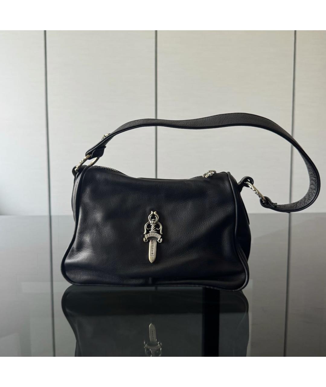 CHROME HEARTS Черная кожаная сумка через плечо, фото 2