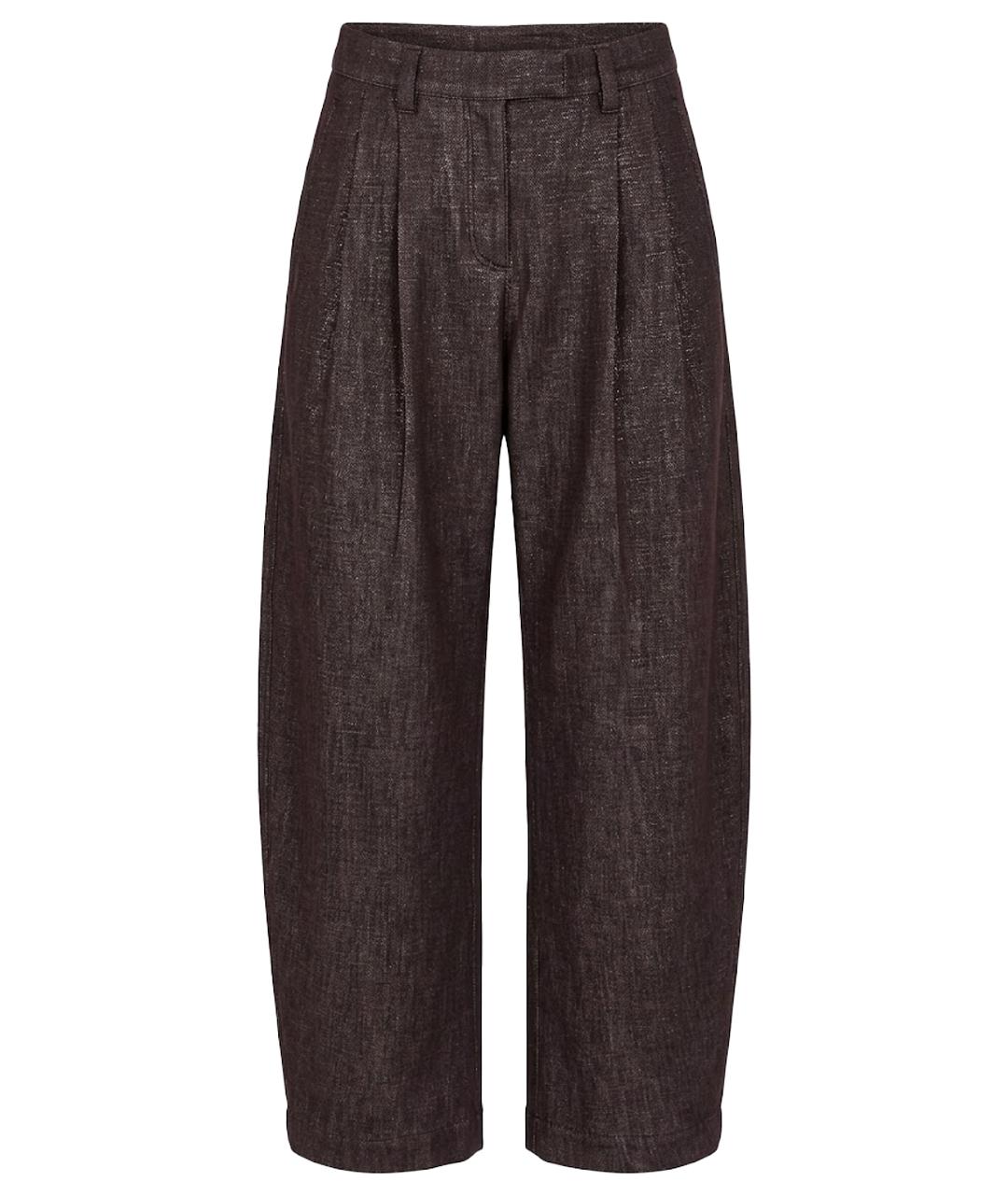 BRUNELLO CUCINELLI Коричневые хлопковые брюки широкие, фото 1