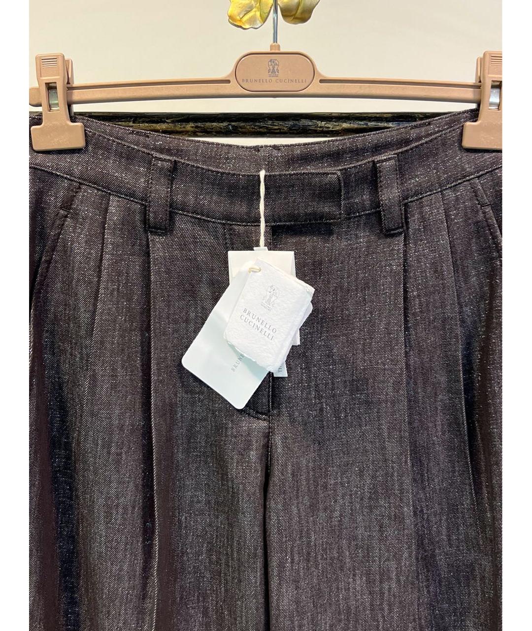 BRUNELLO CUCINELLI Коричневые хлопковые брюки широкие, фото 3