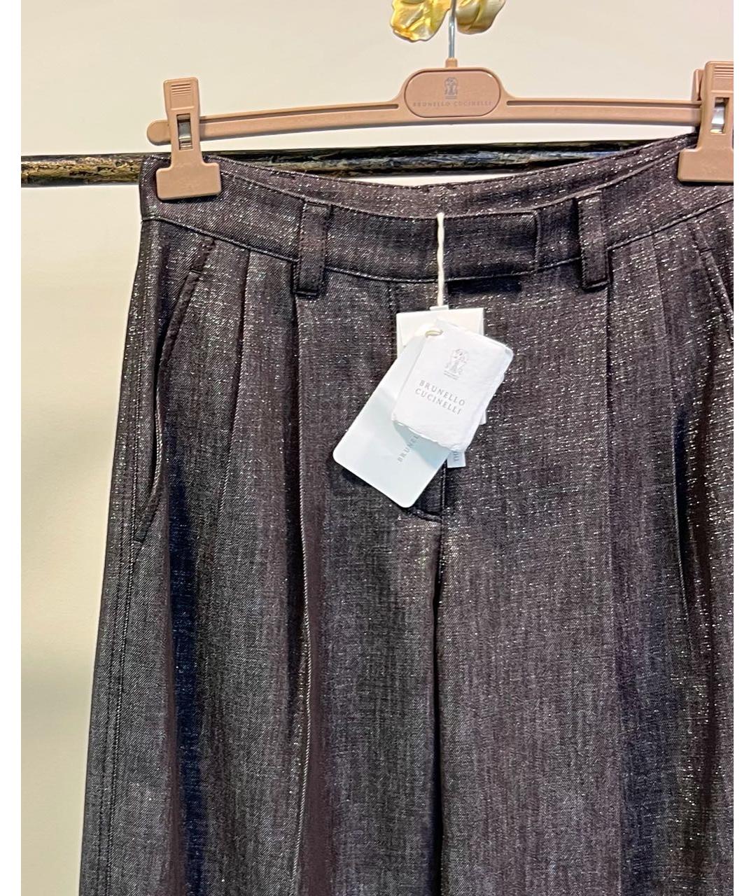 BRUNELLO CUCINELLI Коричневые хлопковые брюки широкие, фото 4