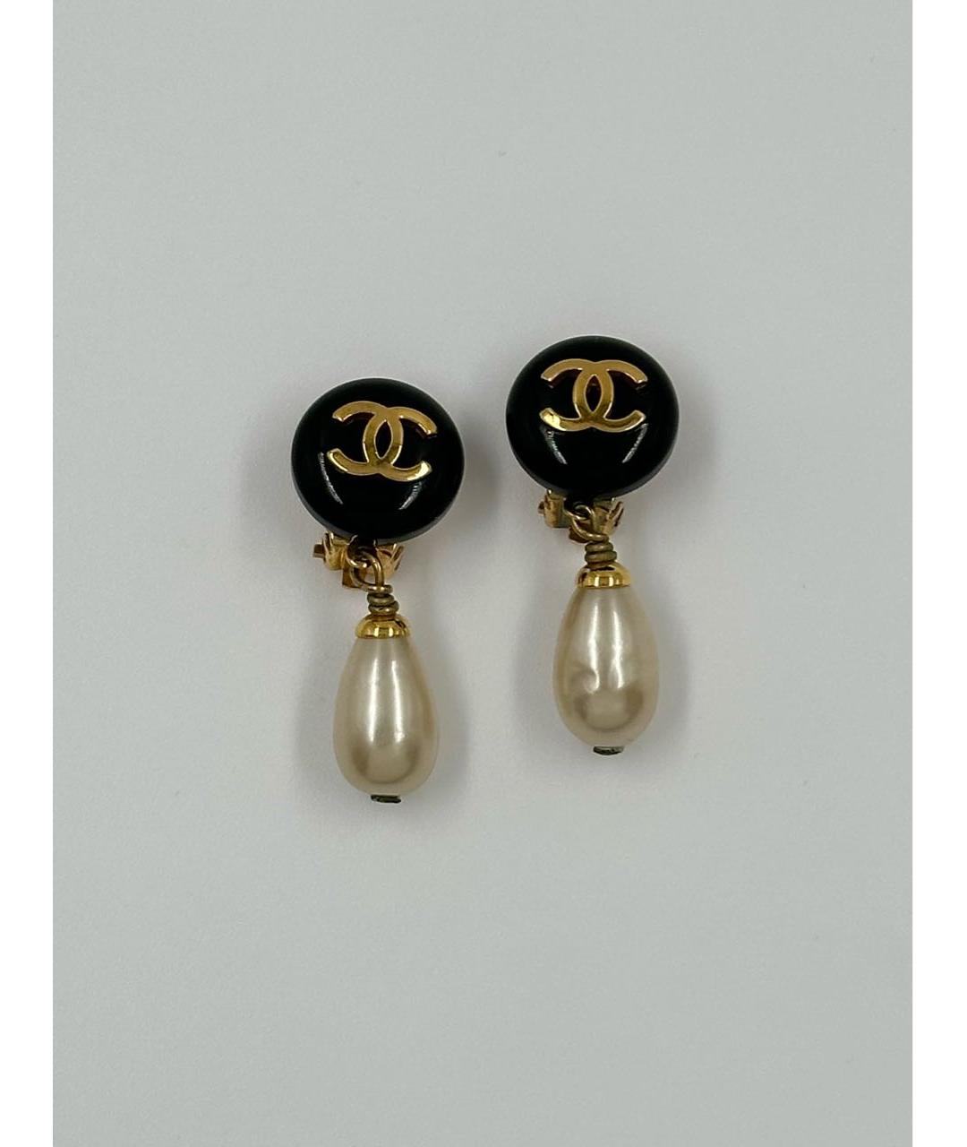 CHANEL Черные клипсы, фото 9