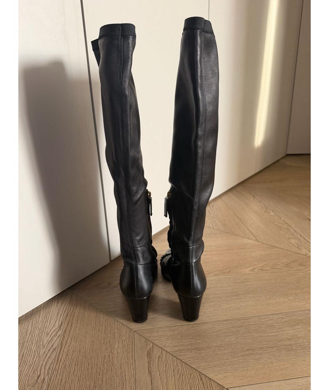 CHANEL Черные кожаные сапоги, фото 4