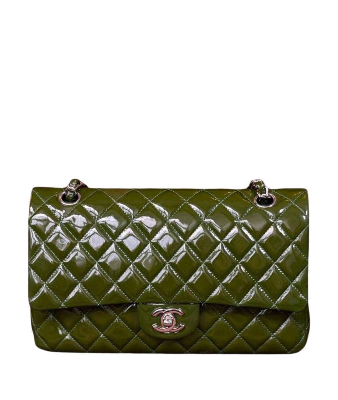 CHANEL Зеленая сумка через плечо из лакированной кожи, фото 1