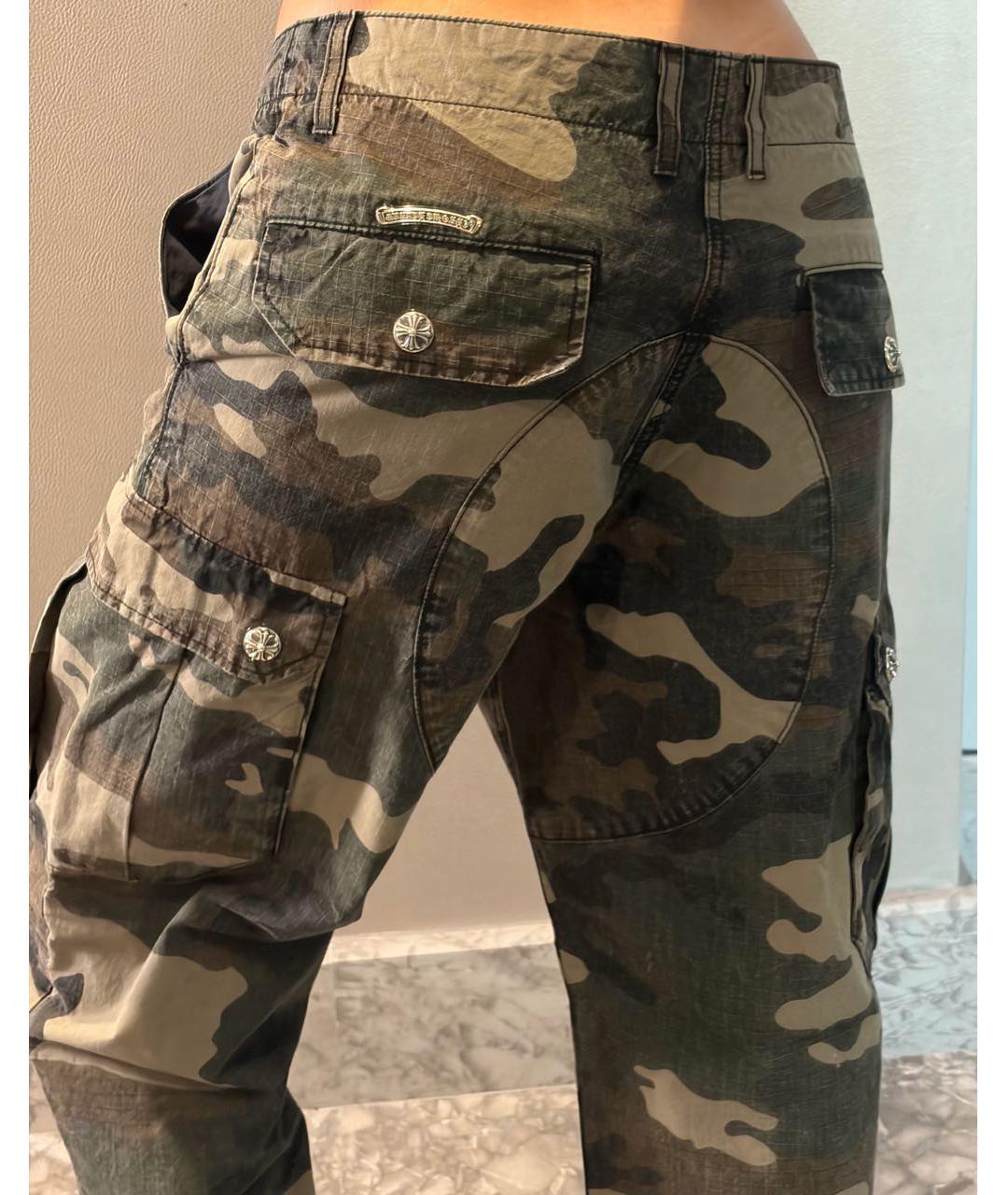 CHROME HEARTS Хаки хлопковые брюки широкие, фото 4