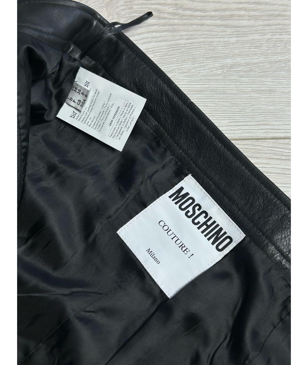 MOSCHINO Черная кожаная юбка мини, фото 7