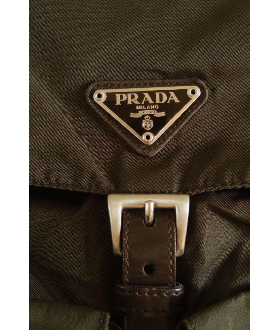PRADA Зеленый нейлоновый рюкзак, фото 7