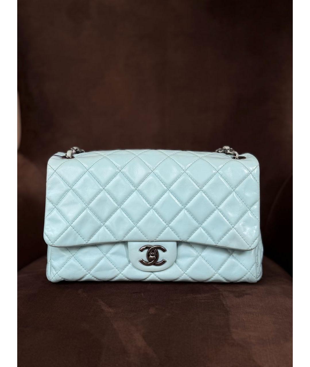 CHANEL Голубая кожаная сумка через плечо, фото 9
