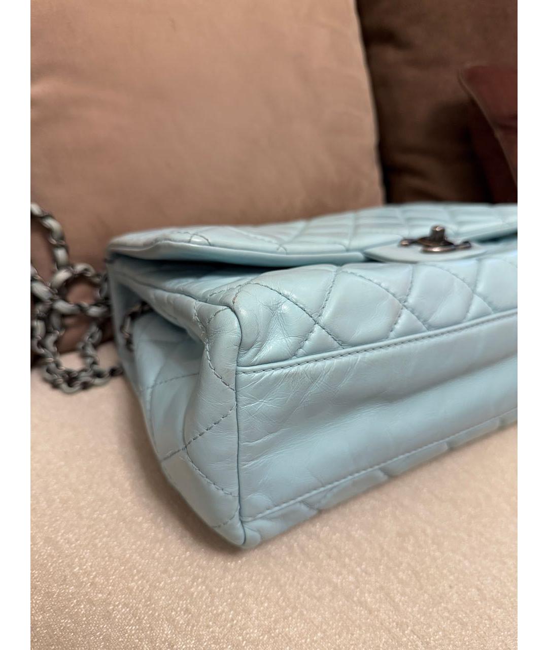CHANEL Голубая кожаная сумка через плечо, фото 4