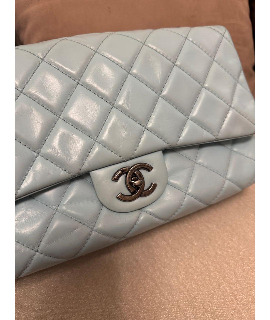 CHANEL Голубая кожаная сумка через плечо, фото 2