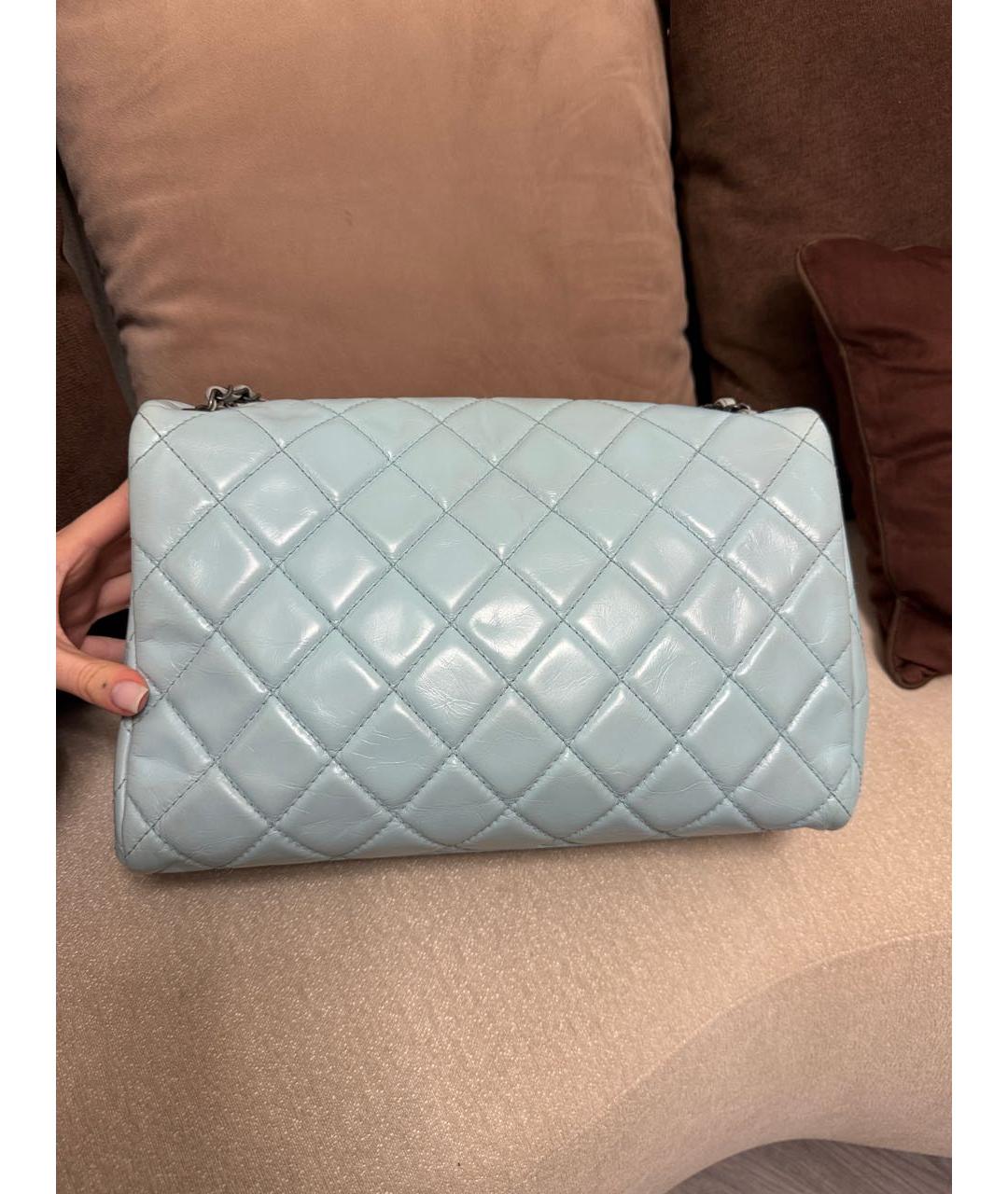 CHANEL Голубая кожаная сумка через плечо, фото 5