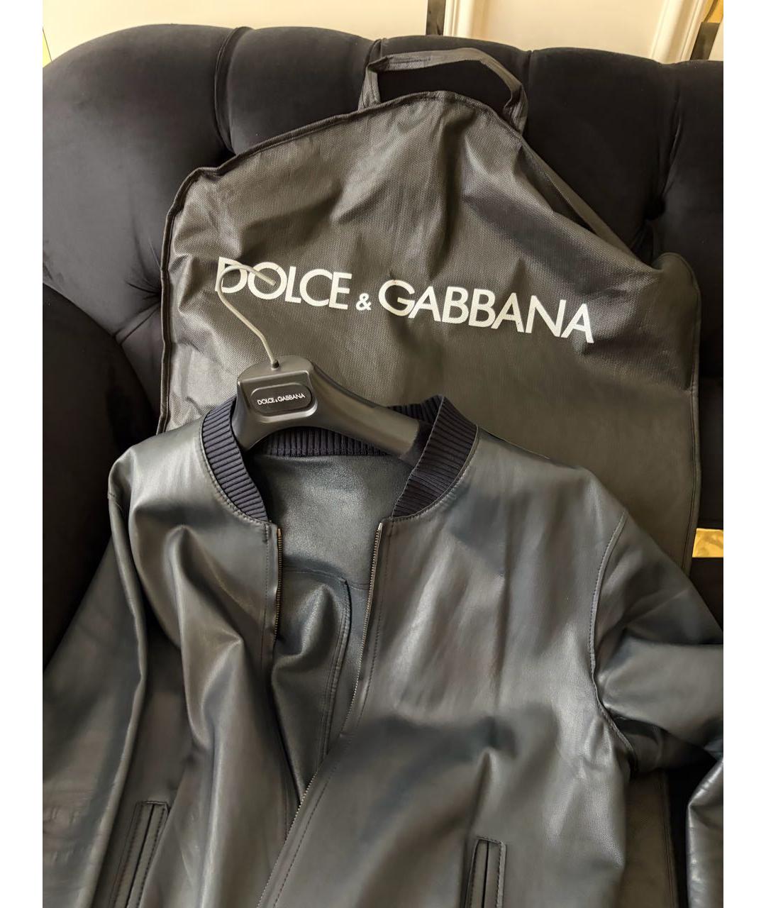 DOLCE&GABBANA Темно-синяя кожаная куртка, фото 5