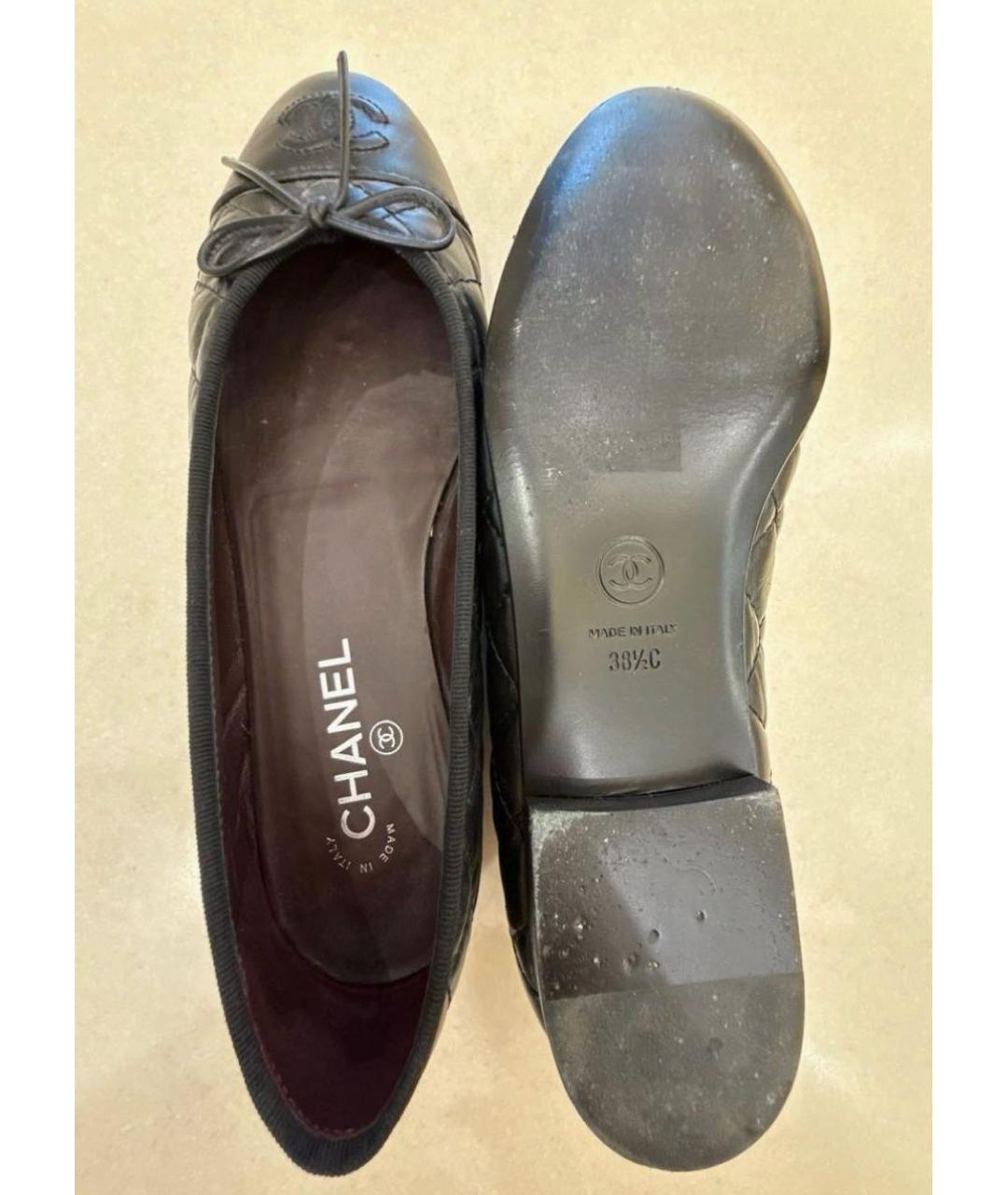 CHANEL Черные кожаные балетки, фото 5