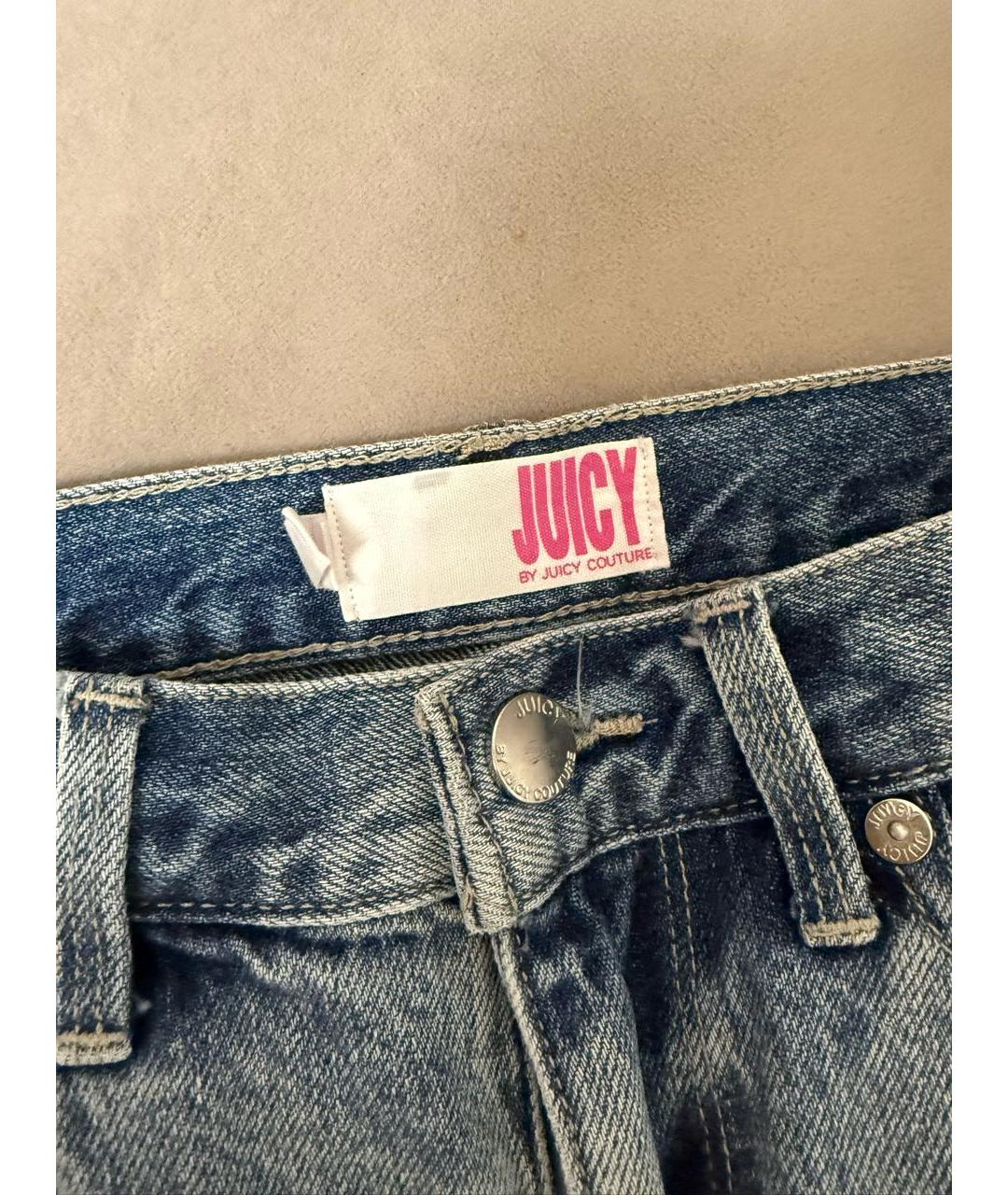 JUICY COUTURE Голубая деним юбка мини, фото 3