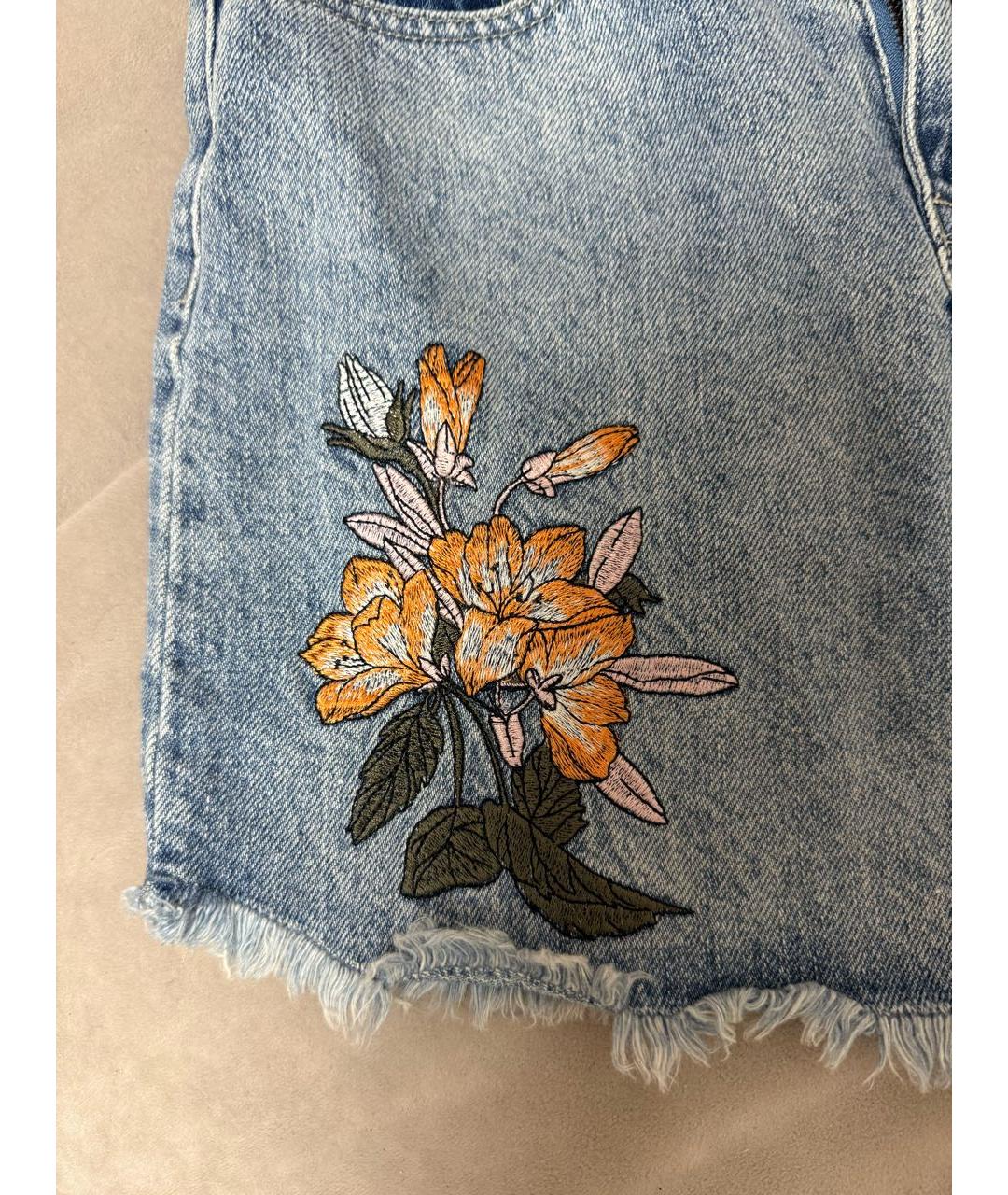 JUICY COUTURE Голубая деним юбка мини, фото 4