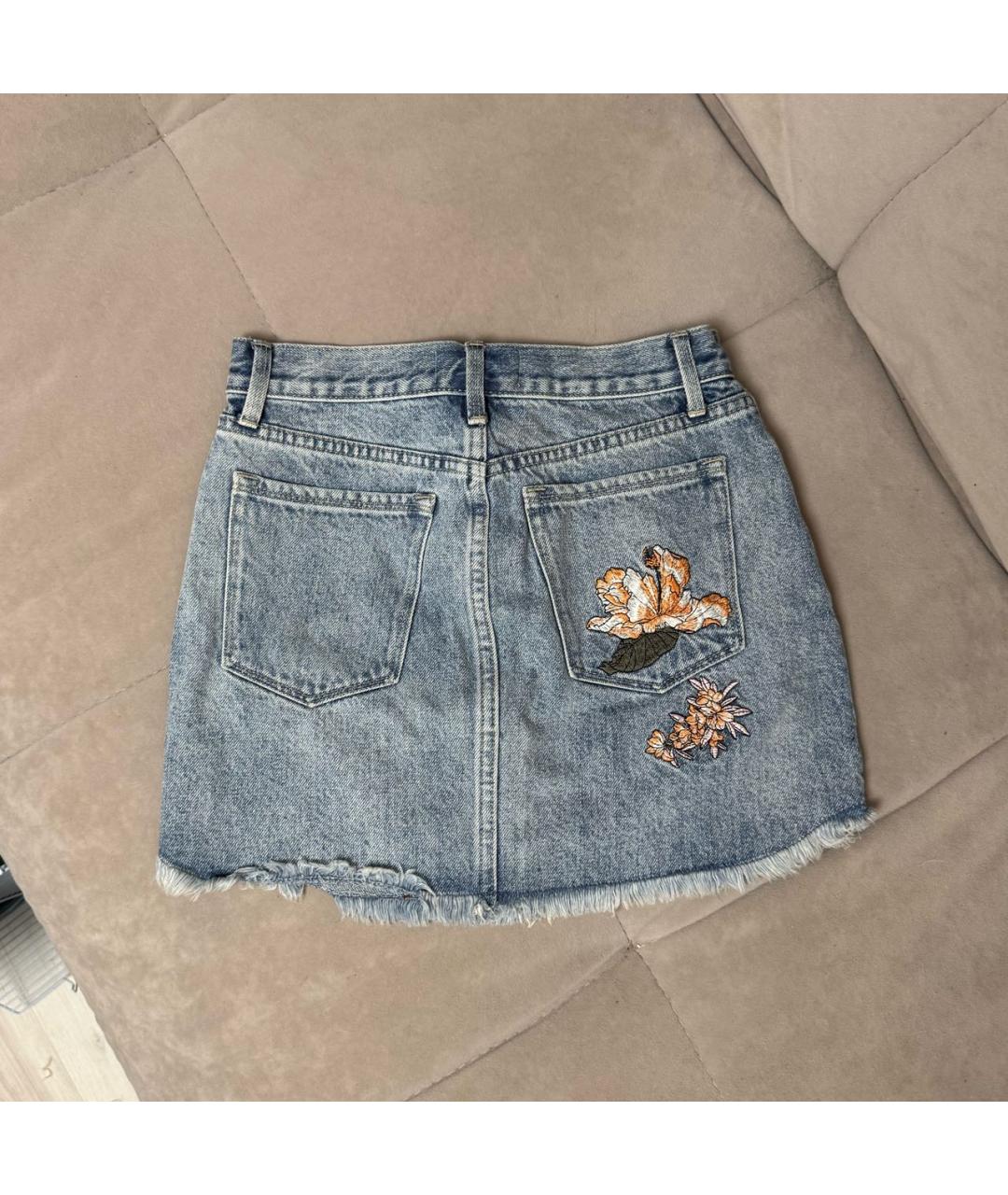 JUICY COUTURE Голубая деним юбка мини, фото 2
