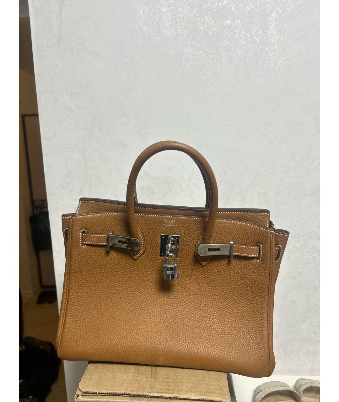 HERMES Коричневая кожаная сумка с короткими ручками, фото 4