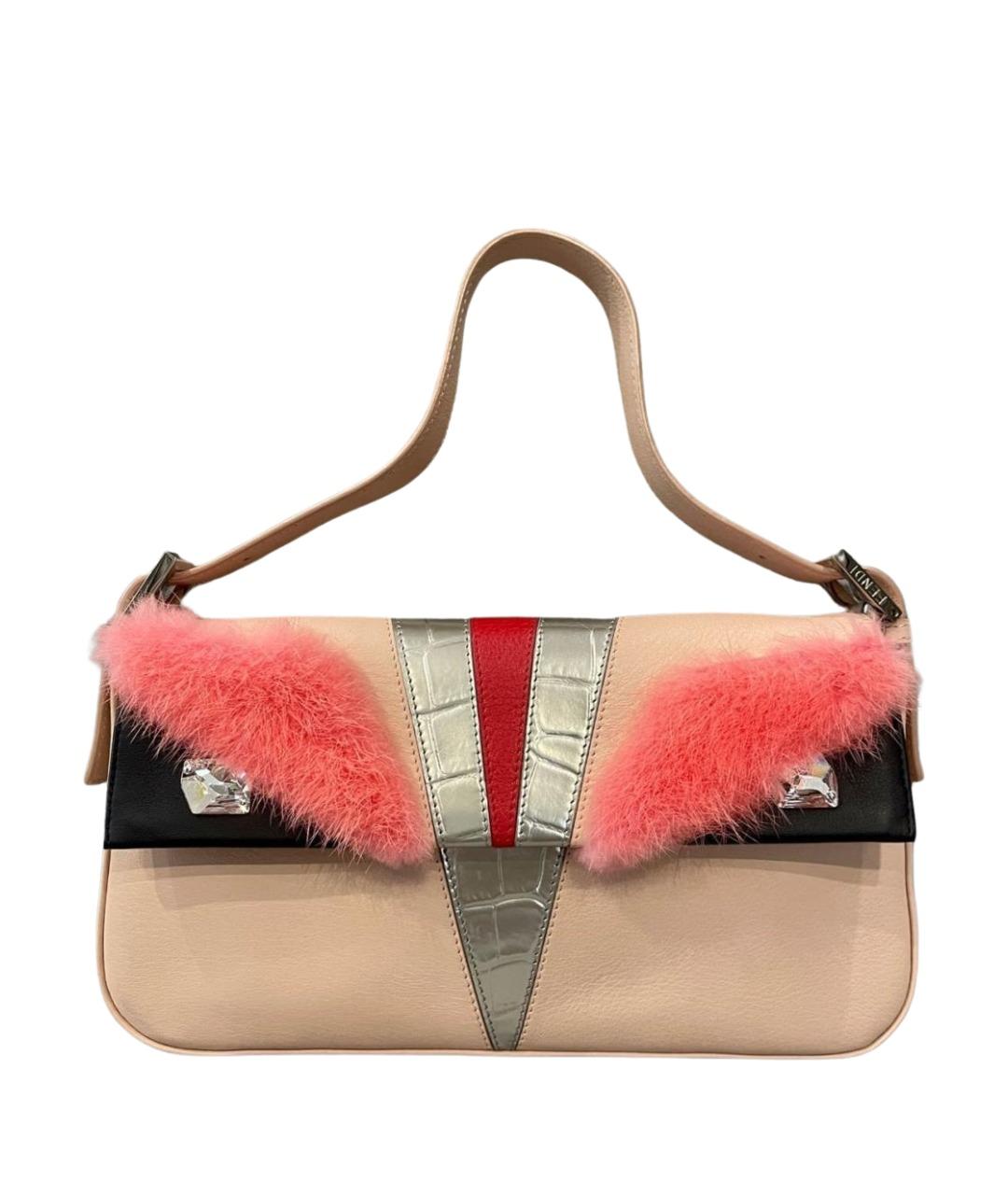FENDI Розовая кожаная сумка через плечо, фото 1