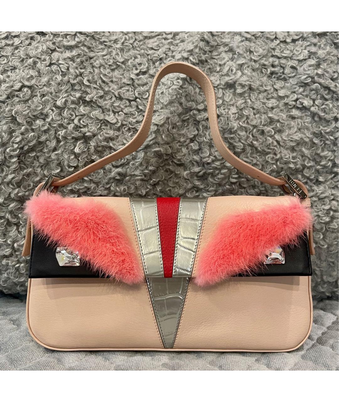 FENDI Розовая кожаная сумка через плечо, фото 9