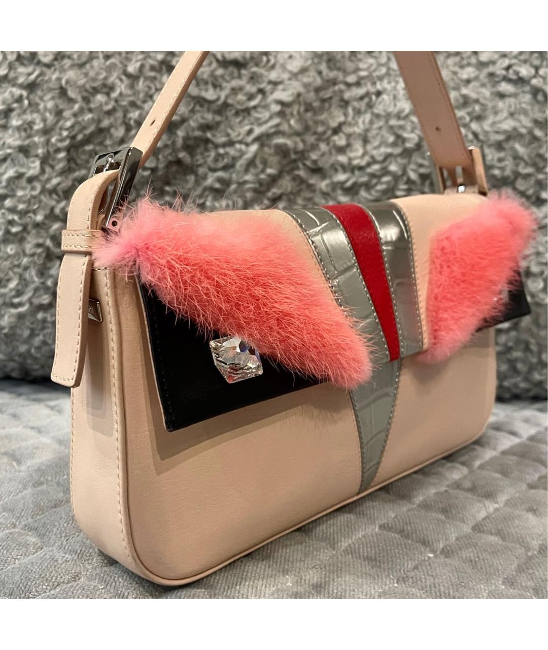 FENDI Розовая кожаная сумка через плечо, фото 2