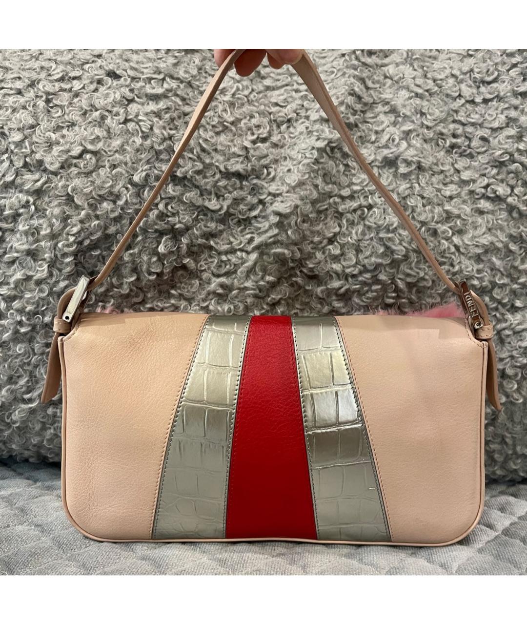 FENDI Розовая кожаная сумка через плечо, фото 3