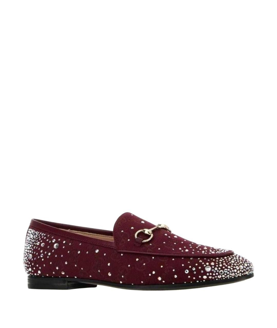 GUCCI Бордовые текстильные лоферы, фото 1