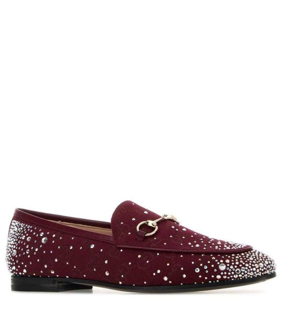GUCCI Бордовые текстильные лоферы, фото 6
