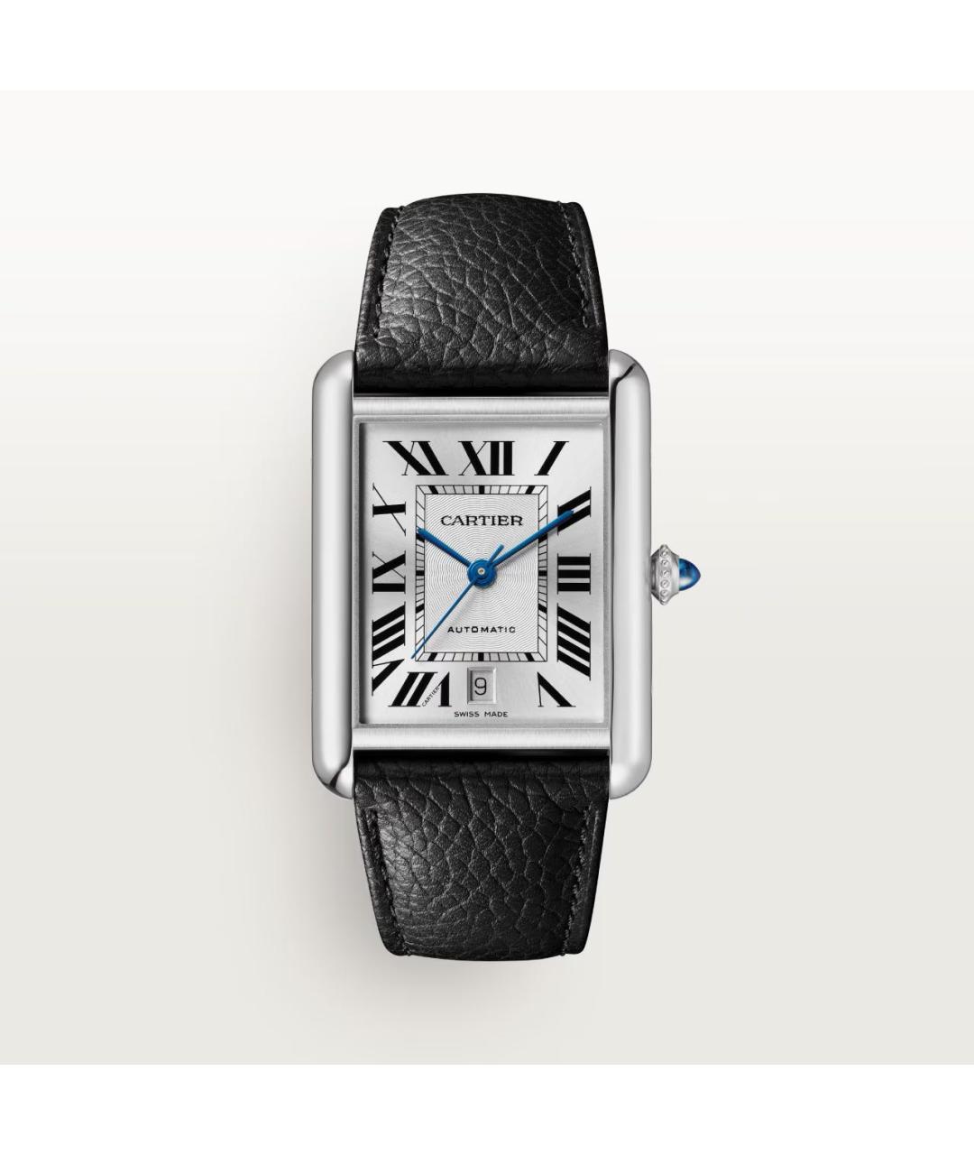 CARTIER Черные кожаные часы, фото 7