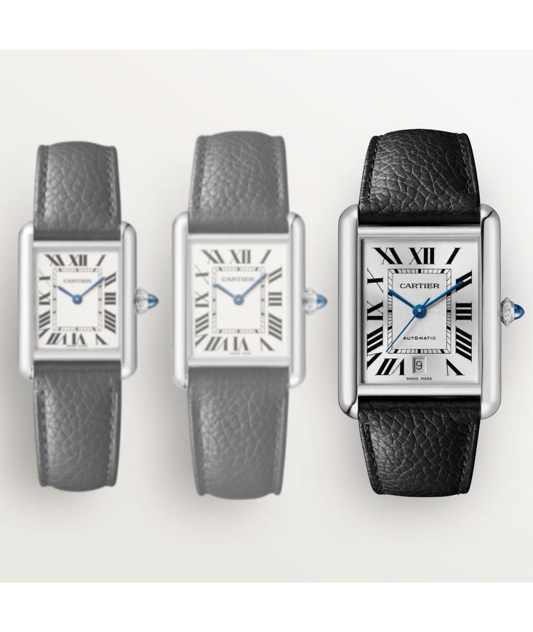 CARTIER Черные кожаные часы, фото 4