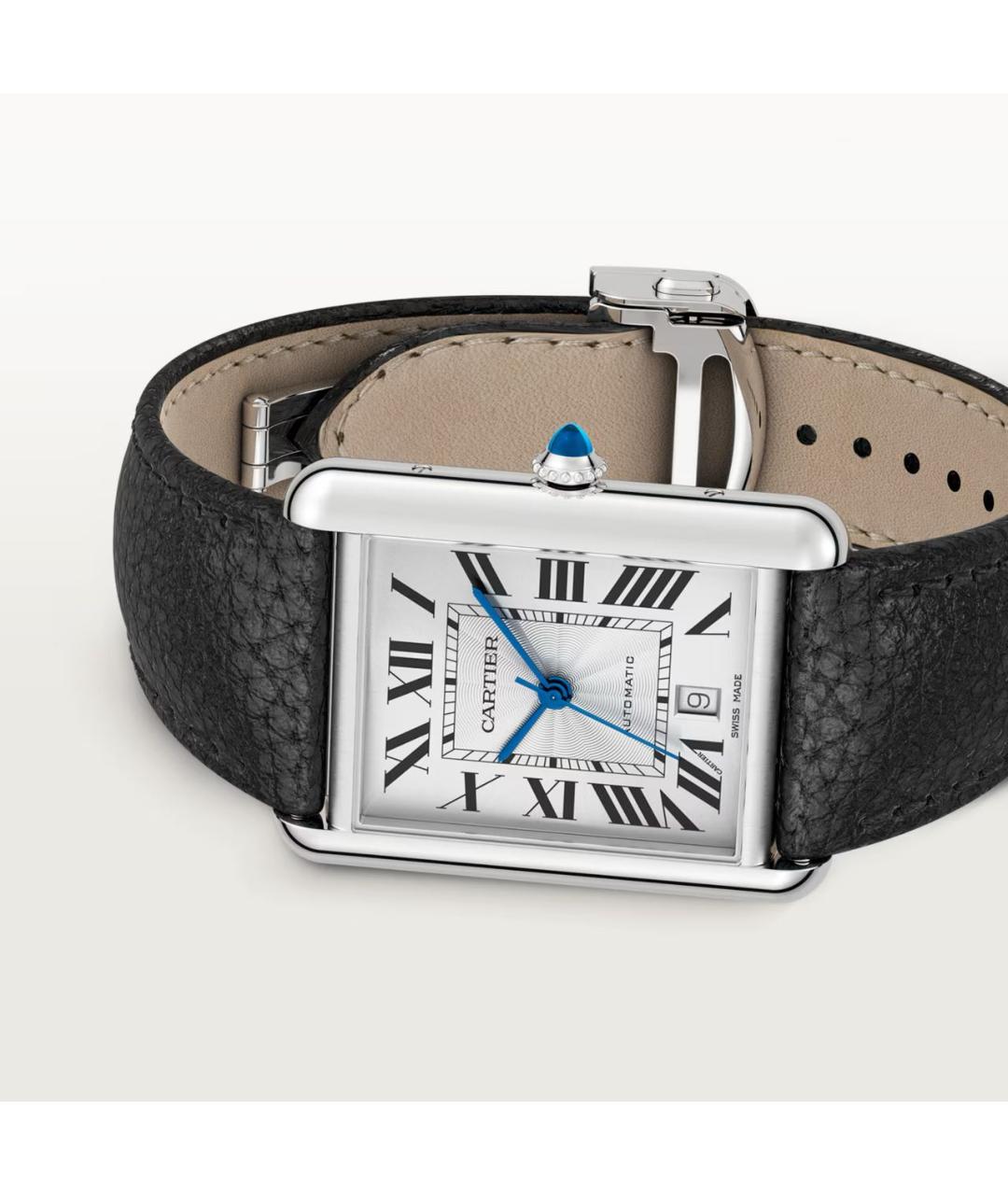 CARTIER Черные кожаные часы, фото 5