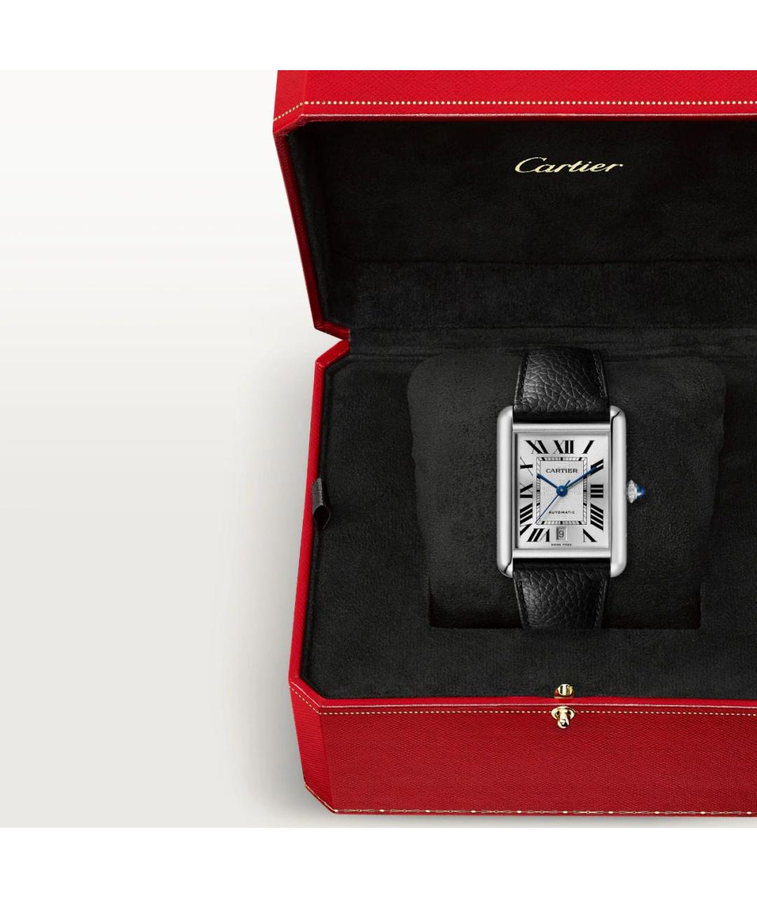 CARTIER Черные кожаные часы, фото 6