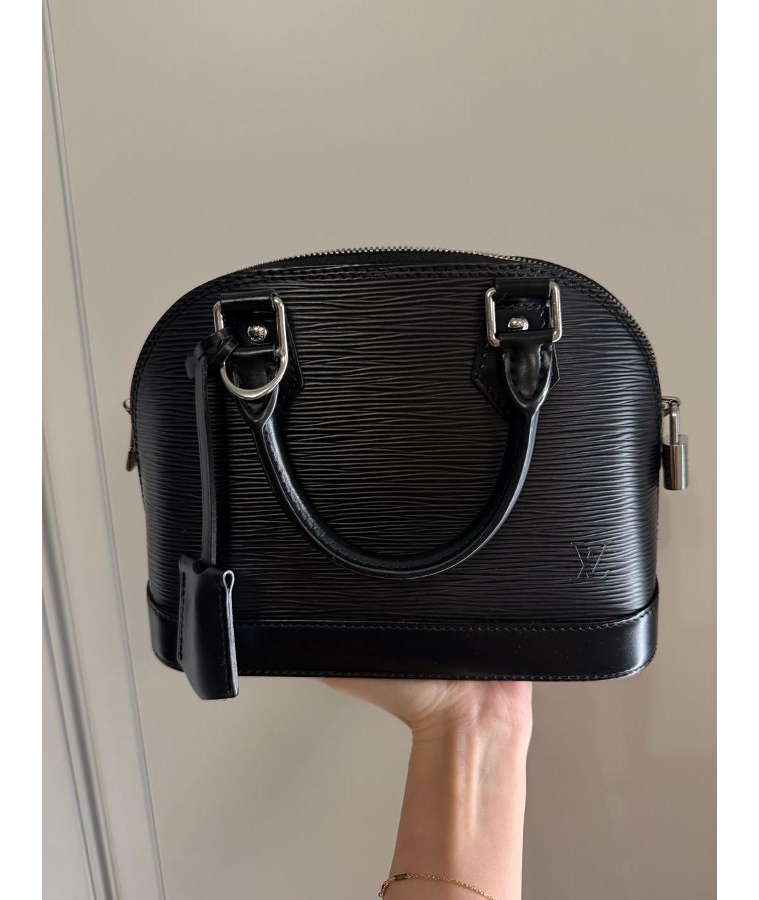 LOUIS VUITTON Черная кожаная сумка с короткими ручками, фото 9