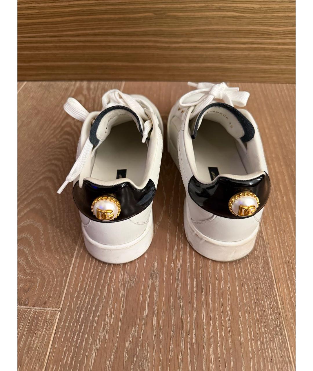 DOLCE&GABBANA Белые кожаные кеды, фото 4