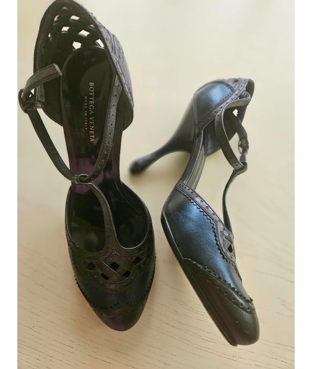 BOTTEGA VENETA Черные кожаные босоножки, фото 3