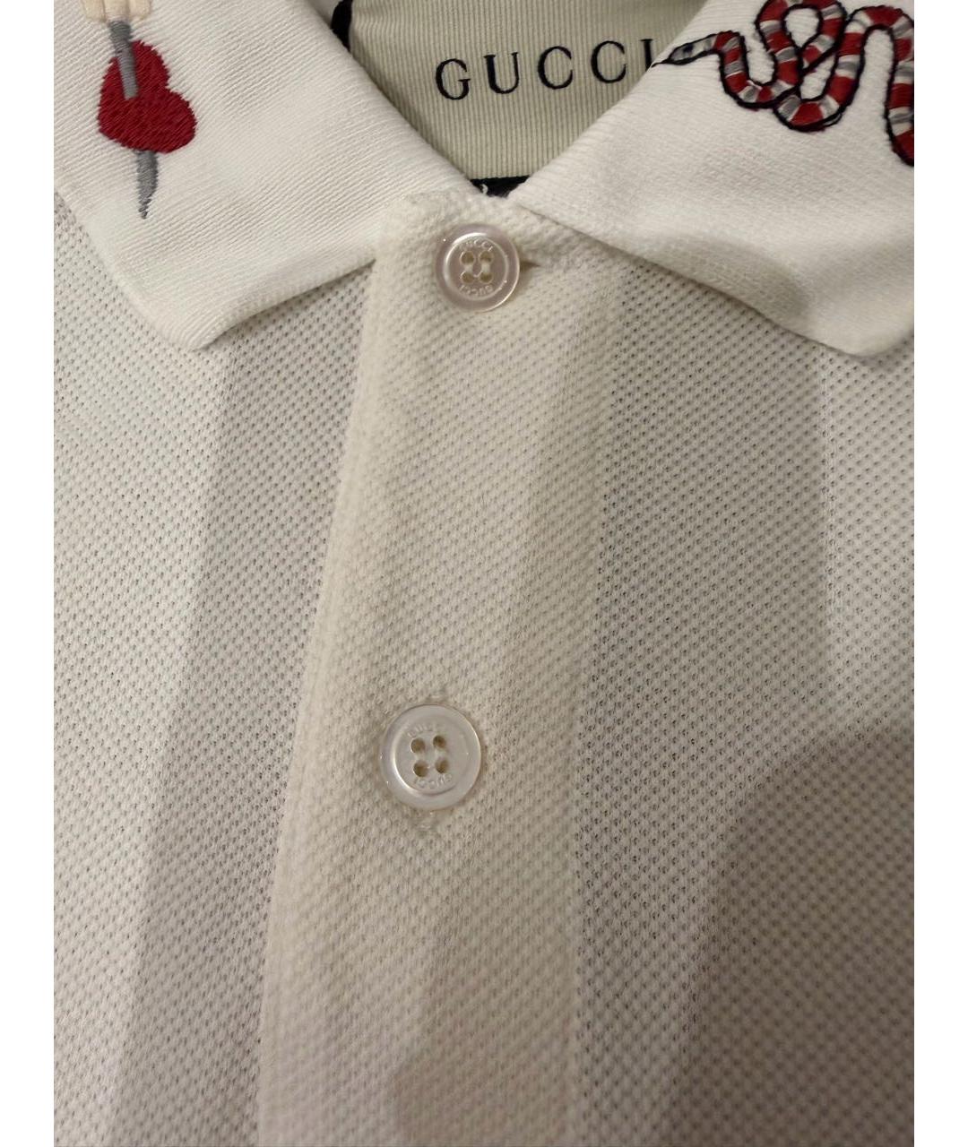 GUCCI Белое хлопковое поло с коротким рукавом, фото 3