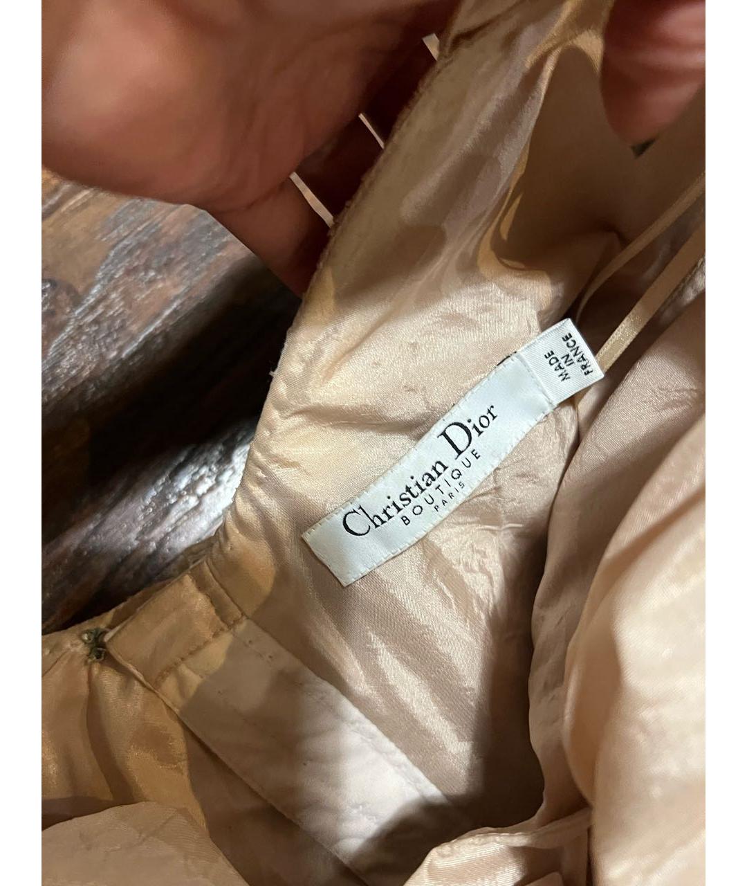 CHRISTIAN DIOR Бежевое шелковое вечернее платье, фото 3