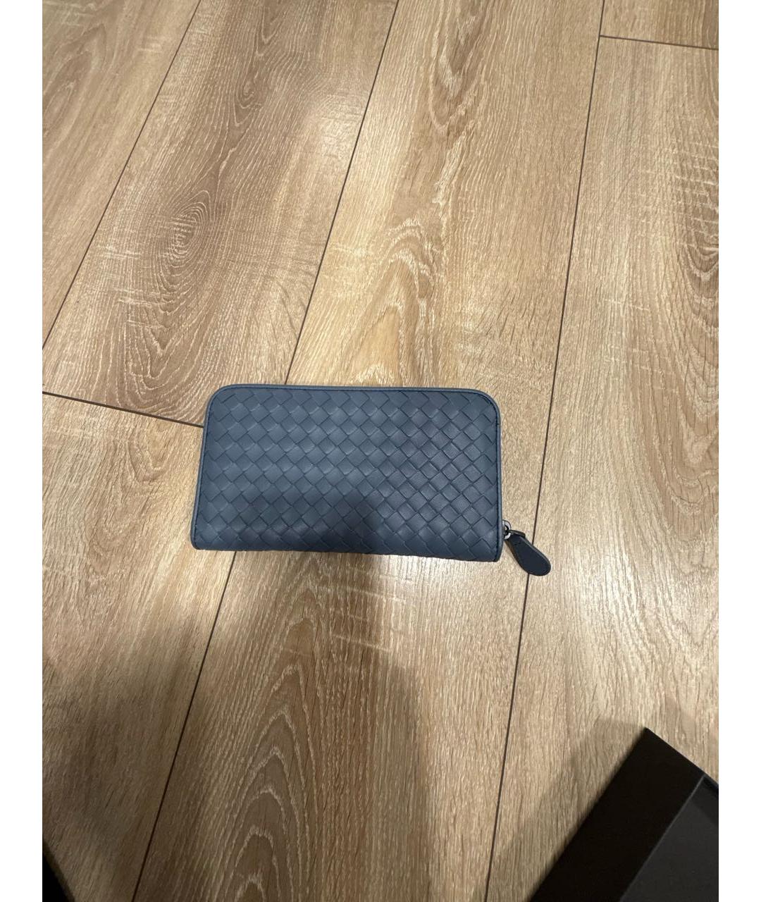 BOTTEGA VENETA Синий кожаный кошелек, фото 3