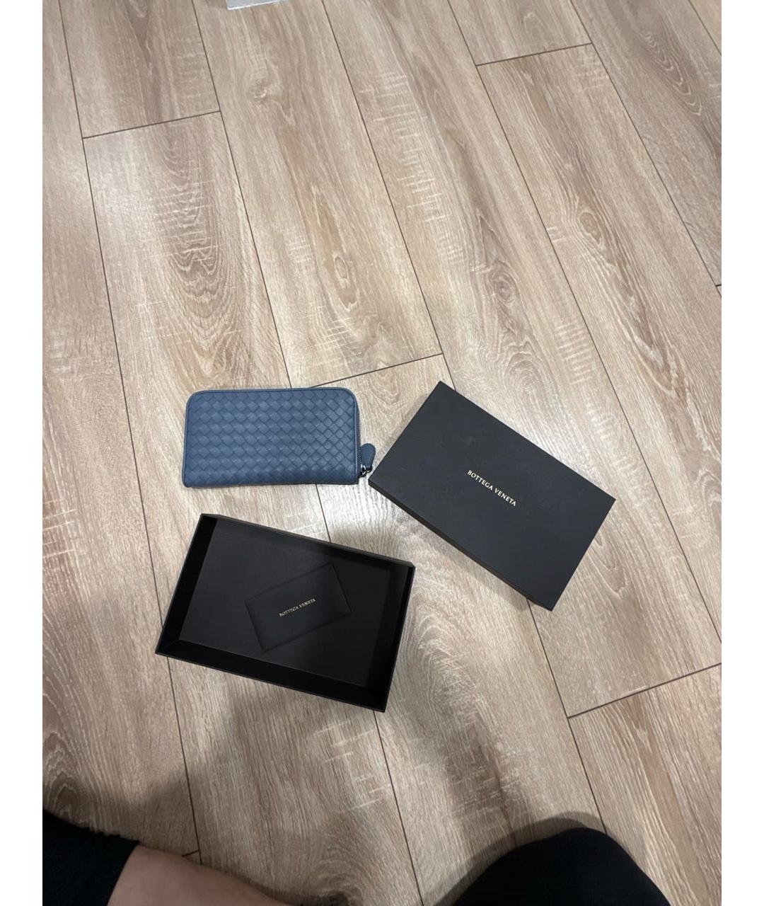 BOTTEGA VENETA Синий кожаный кошелек, фото 8