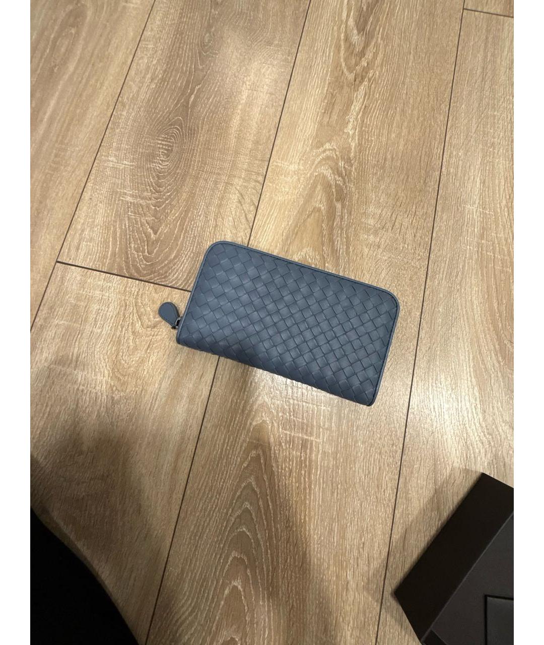 BOTTEGA VENETA Синий кожаный кошелек, фото 9