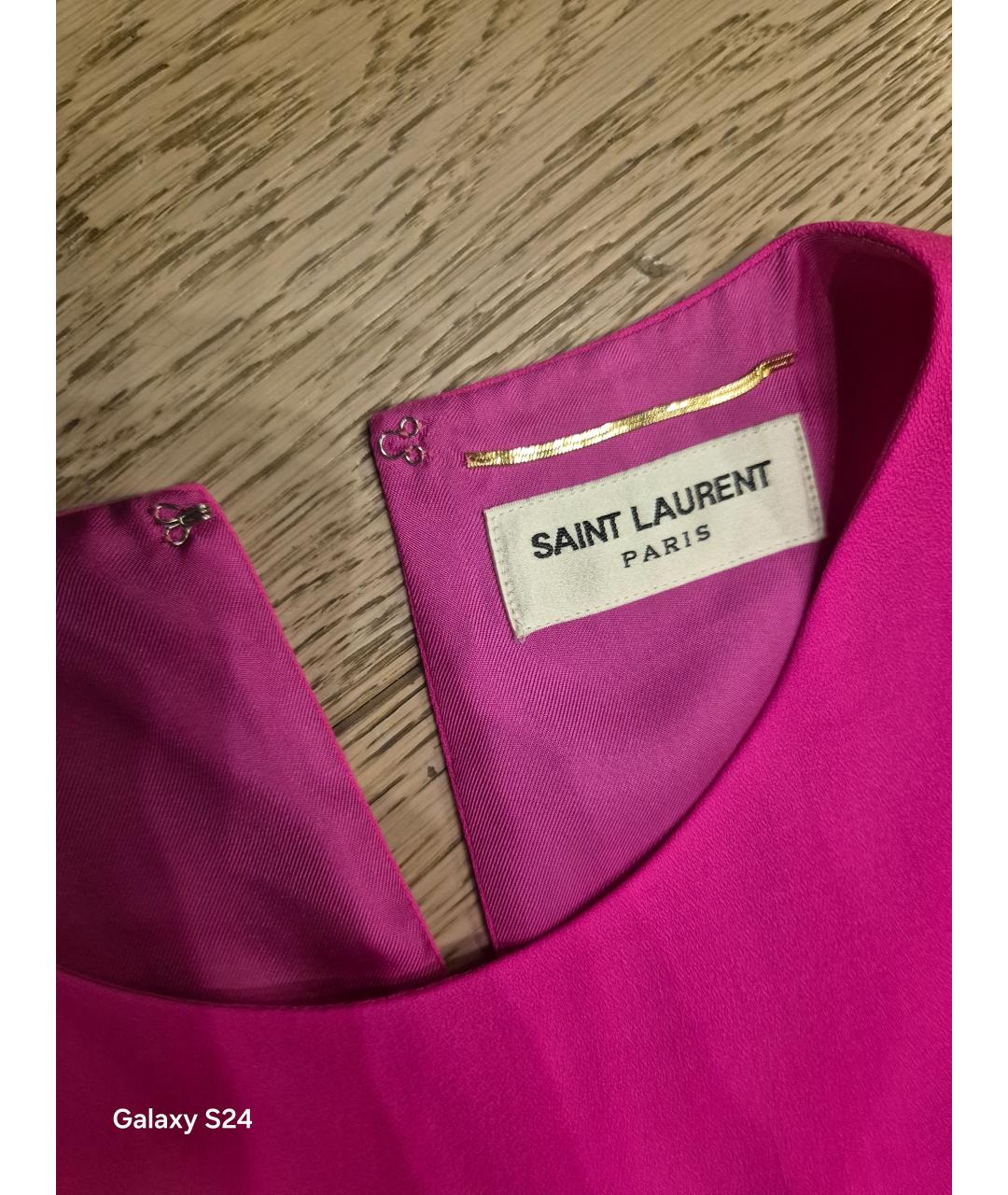 SAINT LAURENT Розовое шелковое платье, фото 2