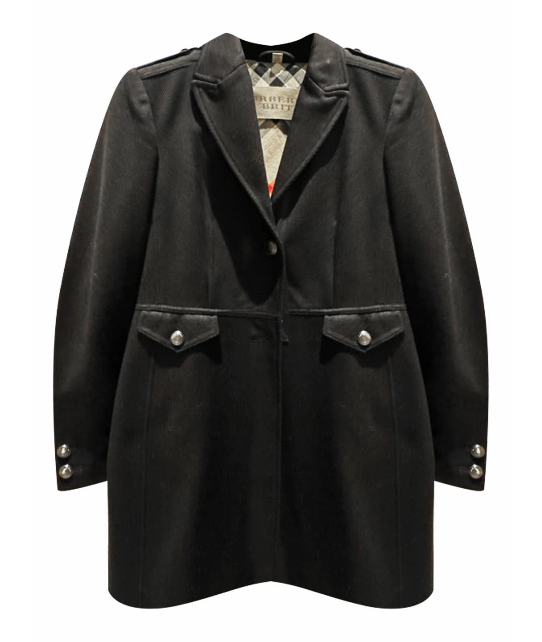 BURBERRY Черное шерстяное пальто, фото 1