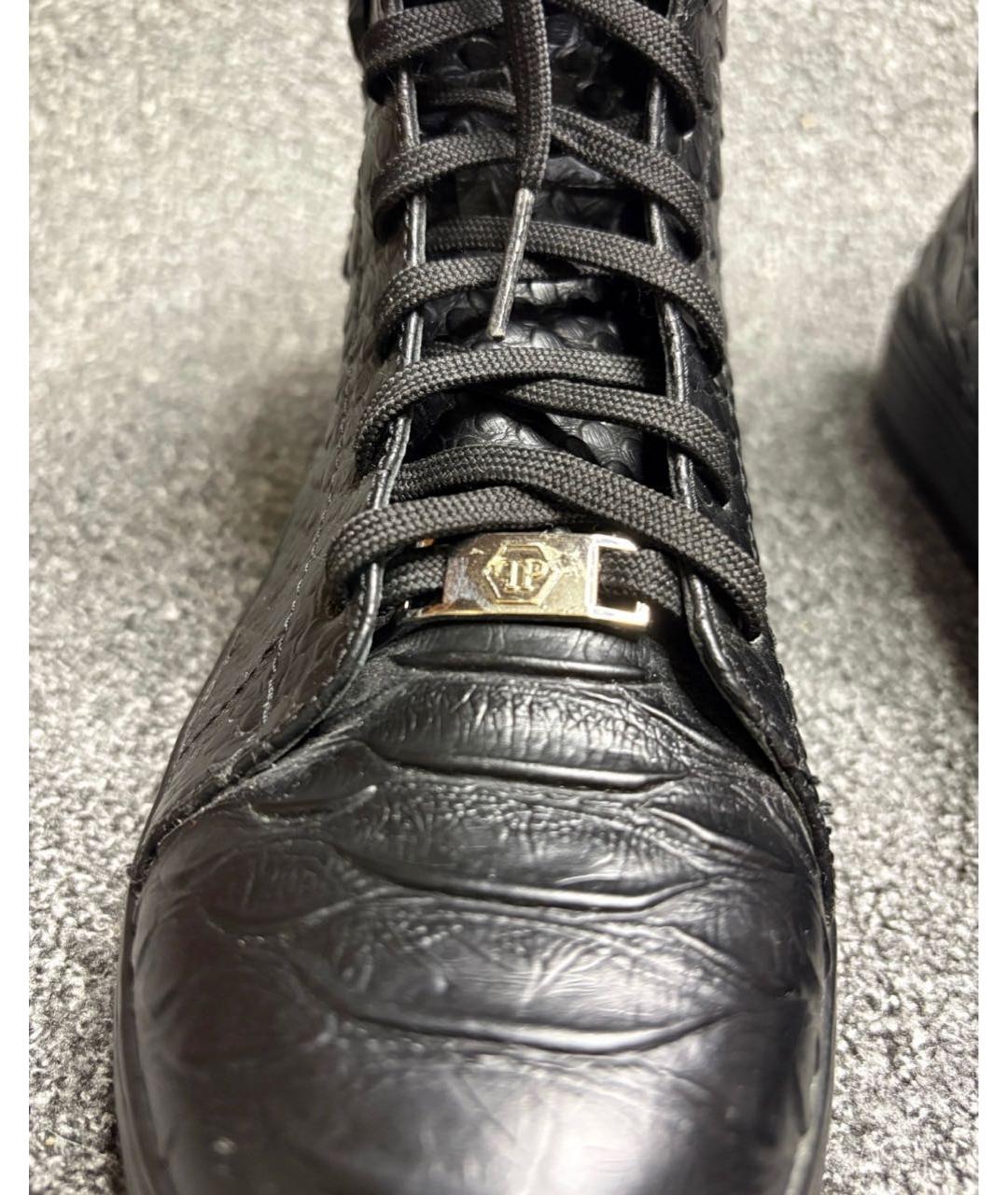 PHILIPP PLEIN Черные кроссовки из кожи крокодила, фото 6