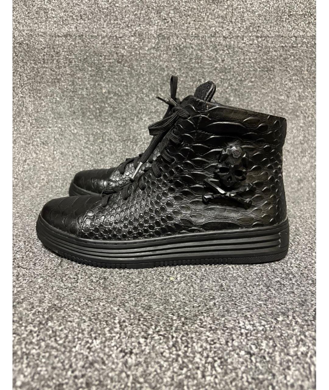 PHILIPP PLEIN Черные кроссовки из кожи крокодила, фото 8